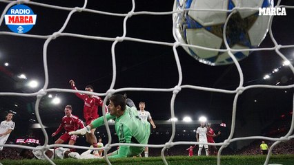 David Sánchez celebra el "chorreo" del Liverpool al Madrid