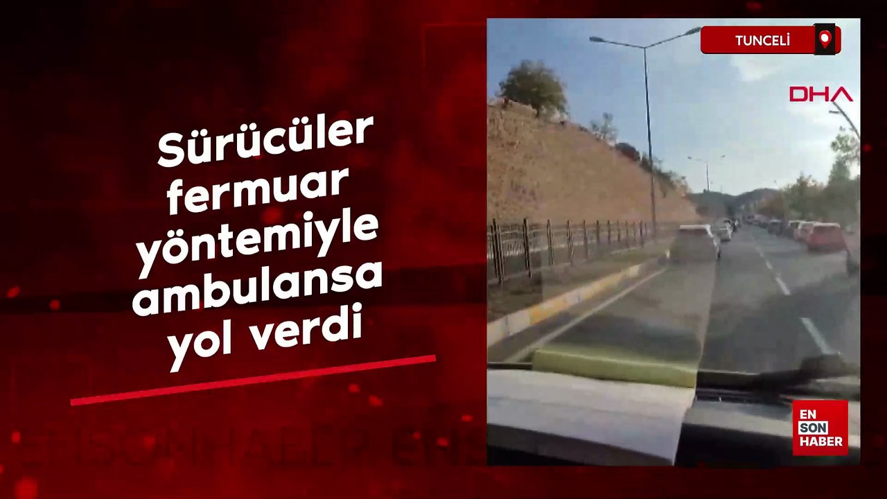 Tunceli’de sürücüler, fermuar yöntemiyle ambulansa yol verdi