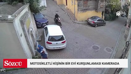 Eyüpsultan'da motosikletli kişinin bir evi kurşunlaması kamerada