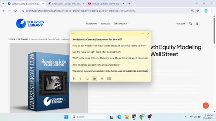 (CoursesLibrary.com) Breaking Into Wall Street - Venture Capital & Growth Equity Modeling 2024