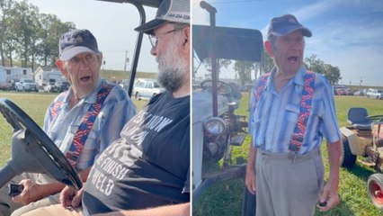 Son Surprises Dad With 1950s Tractor From His Youth On 85th Birthday | Happily TV