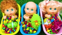 Satisfying Video l Mixing Candy in 3 Rainbow BathTubs & Magic Skittles & Slime Cutting ASMR