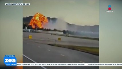 Avión de carga de la empresa UPS se incendia y cae poco después de despegar