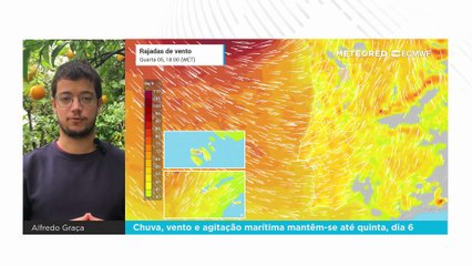 Chuva, vento e agitação marítima mantêm-se até quinta, dia 6