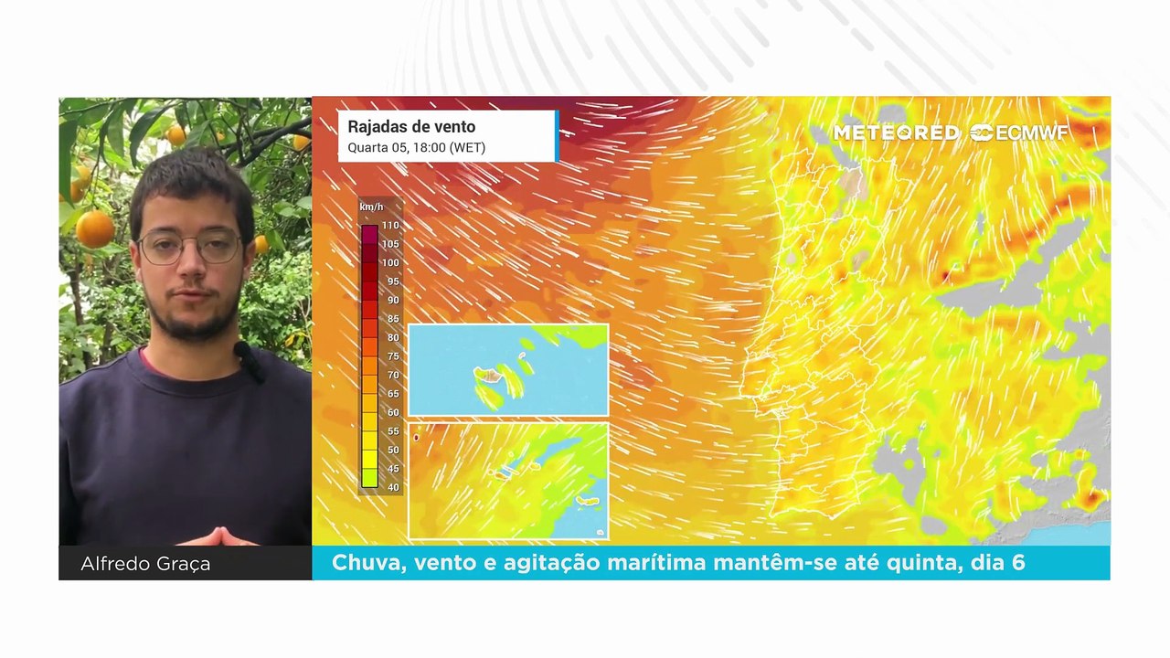 Chuva, vento e agitação marítima mantêm-se até quinta, dia 6