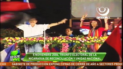 5 de Noviembre del 2006, triunfo electoral de la Nicaragua de Reconciliación y Unidad Nacional