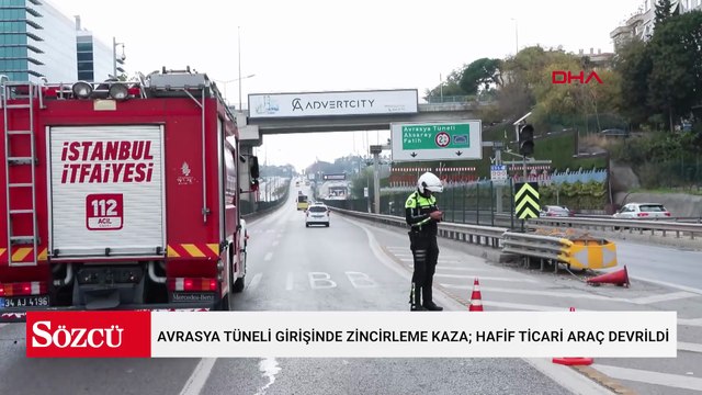 Kadıköy’de Avrasya Tüneli girişinde zincirleme kaza; hafif ticari araç devrildi