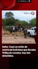 Salta: Cayó un avión de matricula boliviana que llevaba 140kg de cocaína, hay dos detenidos.