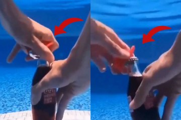 A video shows what happens when a soda touches water and everyone’s left stunned