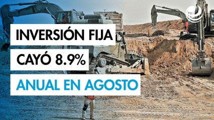 Inversión fija cayó 8.9% anual en agosto; profundizó descenso e hiló 12 meses a la baja