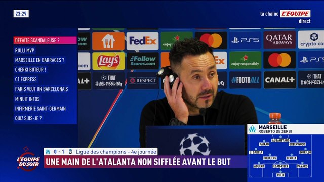 « Nous ne sommes pas chanceux », Roberto de Zerbi (OM) perplexe après l’action litigieuse contre l’Atalanta - Foot - Ligue des champions - OM