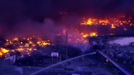 Aerials of UPS plane crash at Louisville airport