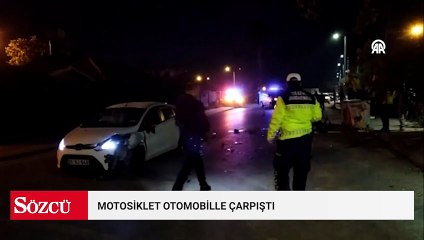 Otomobille çarpışan motosikletteki 2 kişi yaralandı