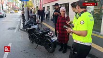 Antalya'da motosikletin plakasını 'bandana' ile kapattı