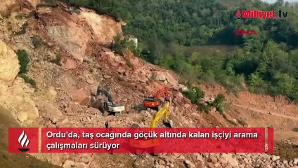 Ordu'da göçük altındaki şoföre ulaşılmaya çalışılıyor