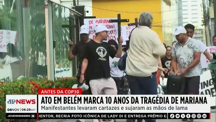 Manifestantes protestam em Belém por 10 anos da tragédia de Mariana