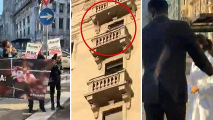 Animal Equality protesta davanti all'hotel Gallia a Milano, una cliente risponde lanciando sali da bagno e bottiglie dal balcone