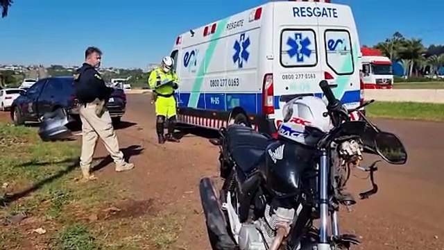 Motociclista fica ferido em colisão na marginal da BR-277 em Cascavel