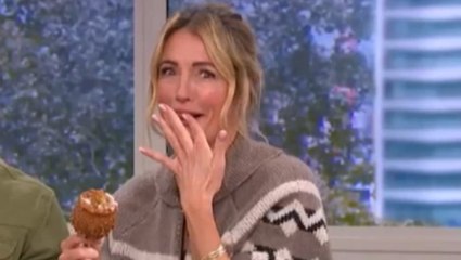 This Morning presenter Cat Deeley chips her tooth live on air as Bonfire Night cooking session goes horribly wrong