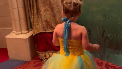 Girl dressed as Flounder bonds with Ariel while playing hide & seek at Disneyland Paris