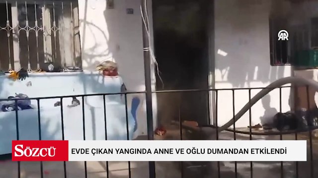 Evde çıkan yangında anne ve oğlu dumandan etkilendi