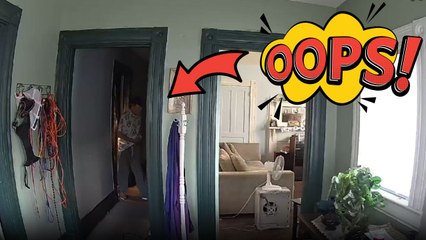 Sudden loss of balance causes man to fall in a bizarre and comical scene caught on camera