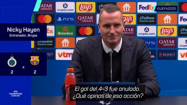 Hayen habla sobre el gol anulado en el Brujas - Barça (3-3)