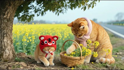 🌼😿 Tiger-Hat Kitten’s Allergy Scare! Rapeseed Flowers Made Him Sneeze — Nebulizer to the Rescue ❤️🐾