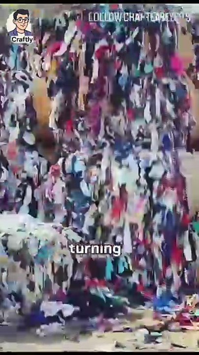 Old clothes are getting a second life through this mind-blowing recycling process ♻️✨. Waste fabric is shredded, cleaned, and spun into soft cotton yarn — ready to be turned into something brand new. Watching colours blend and fibres twist together is odd