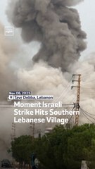 Moment Israeli Strike Hits Southern Lebanese Village