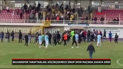 Bulvarspor taraftarları, Küçükçekmece Sinop Spor maçında sahaya girdi, arbede yaşandı