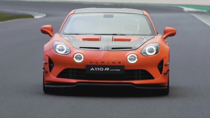 Alpine A110 R Ultime in Matt Solar Orange Driving at Le Mans
