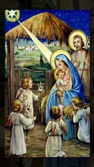 Viejas postales de Navidad - Ángeles en el Nacimiento de Jesús