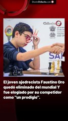 El joven ajedrecista Faustino Oro quedó eliminado del mundial Y fue elogiado por su competidor como "un prodigio".