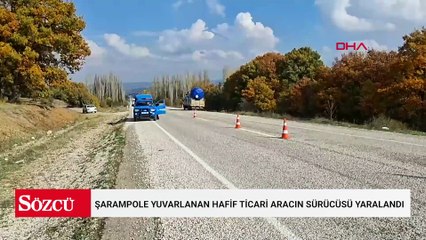 Kütahya’da şarampole yuvarlanan hafif ticari aracın sürücüsü yaralandı
