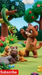 cat trying to save her kittens from snake #cat #catvideos #kittencuddles