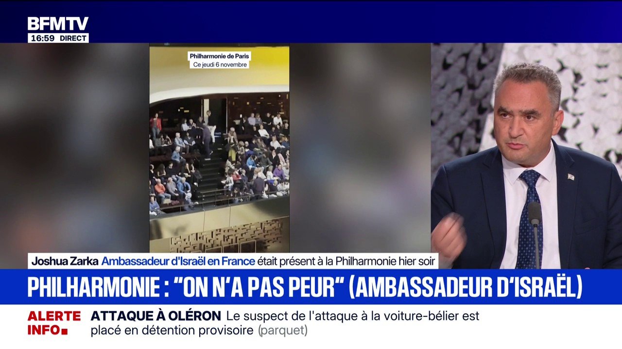 Heurts à la Philharmonie: "Les Français en ont assez de cette instrumentalisation artificielle à des fins politique et cyniques", affirme Joshua Zarka (ambassadeur d'Israël en France)