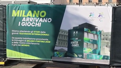 Milano-Cortina, il cantiere degli studi della tv internazionale in piazza del Duomo