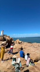beach with rocky cliffs