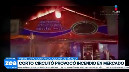 Corto circuito provoca incendio en Mercado de Mascotas