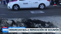 Vecinos denuncian la mala reparación de socavón en la Col. Agrícola Oriental