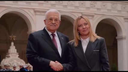 Meloni incontra il presidente palestinese Abu Mazen a Palazzo Chigi