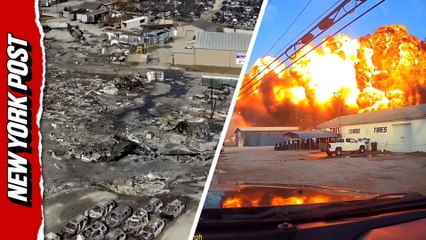 Drone footage reveals fiery wreckage after deadly Louisville plane crash