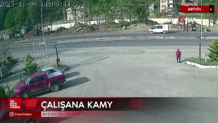 Artvin'de akaryakıt istasyonu çalışanına kamyonet çarptı
