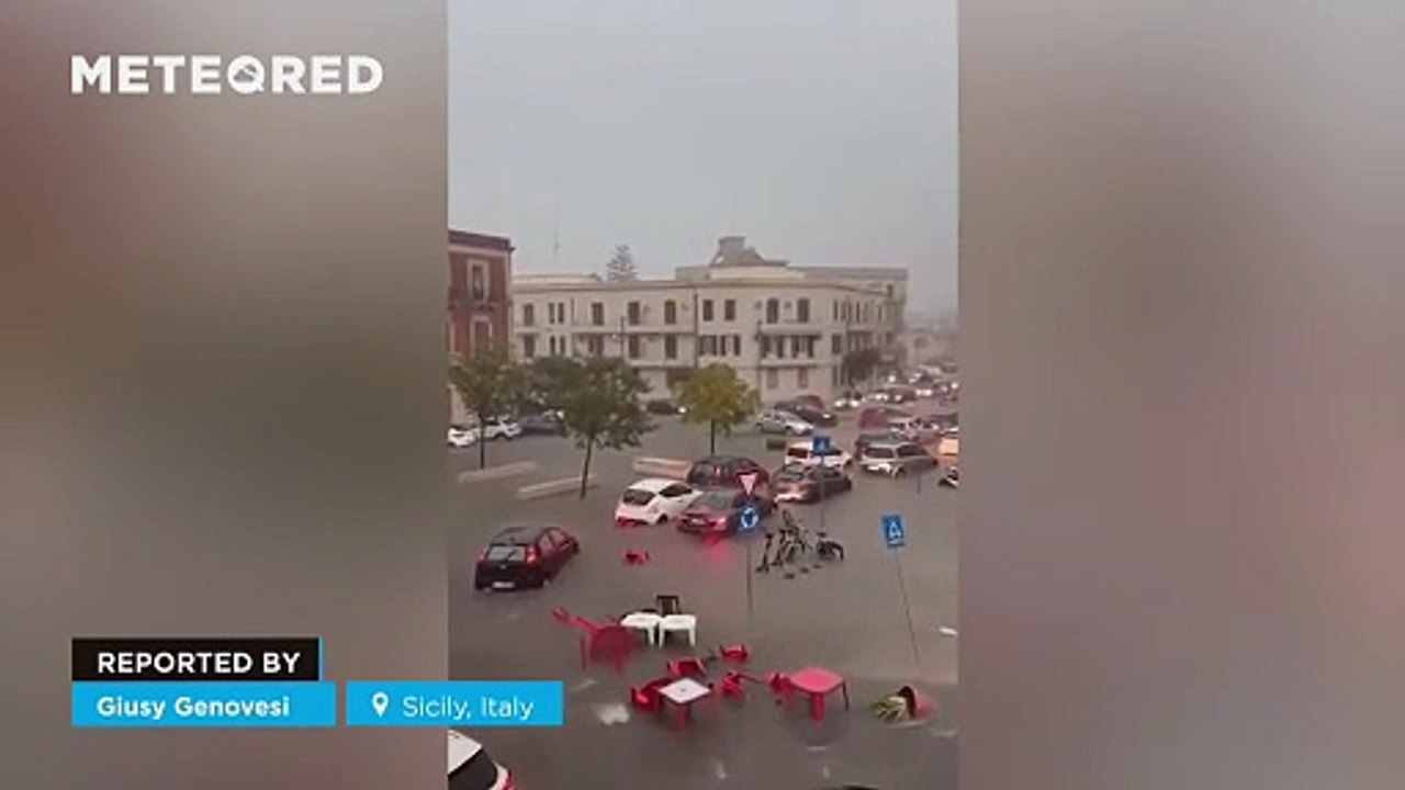 Heavy torrential rains are causing severe flooding in Sicily, Italy