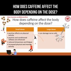 How does caffeine affect the body depending on the dose?