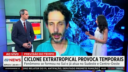 Previsão do Tempo: Ciclone extratropical provoca temporais e rajadas de vento