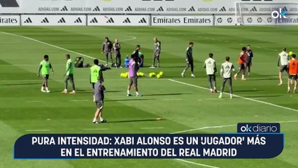 Pura intensidad: Xabi Alonso es un ‘jugador’ más en el entrenamiento del Real Madrid