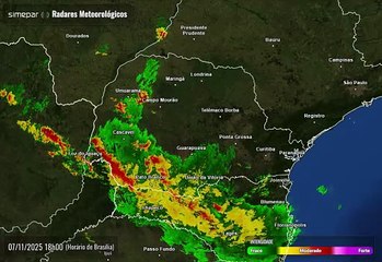 Mapa do Simepar da passagem do tornado pelo Paraná