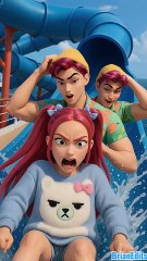 Mira and Abby Enjoy Water Slides, KPop Demon Hunters #kpopdemonhunters #kpdh #huntrix #kpop